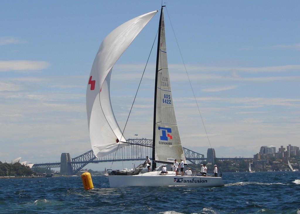 Transfusion crossing finish line - Farr 40 Australian Championship &copy; Erin McKnight
